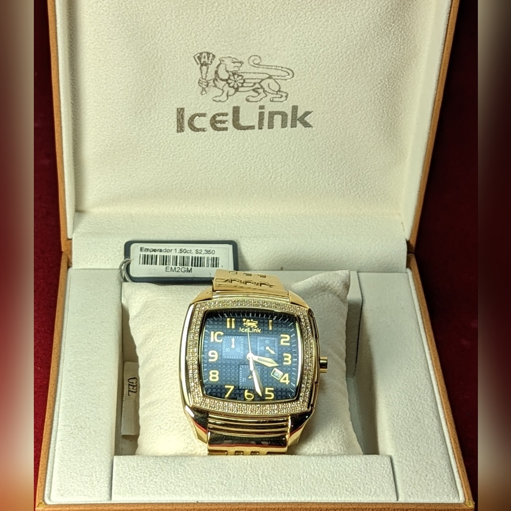 Icelink Emperador 1.50ct. Diamond Gold Colored Stainless Steel Watch